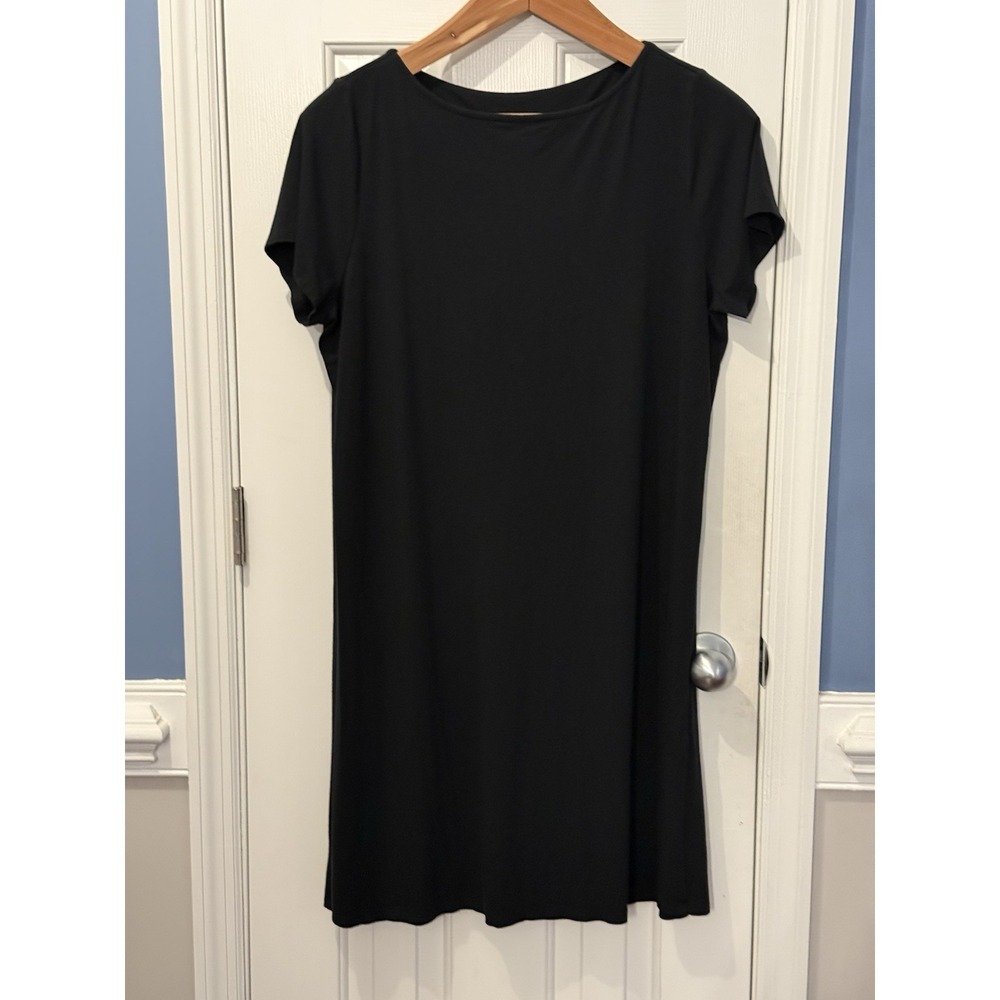 J.Jill Wearever Collection Black A-Line Dress Rayon Blend W L Classic Minimalist